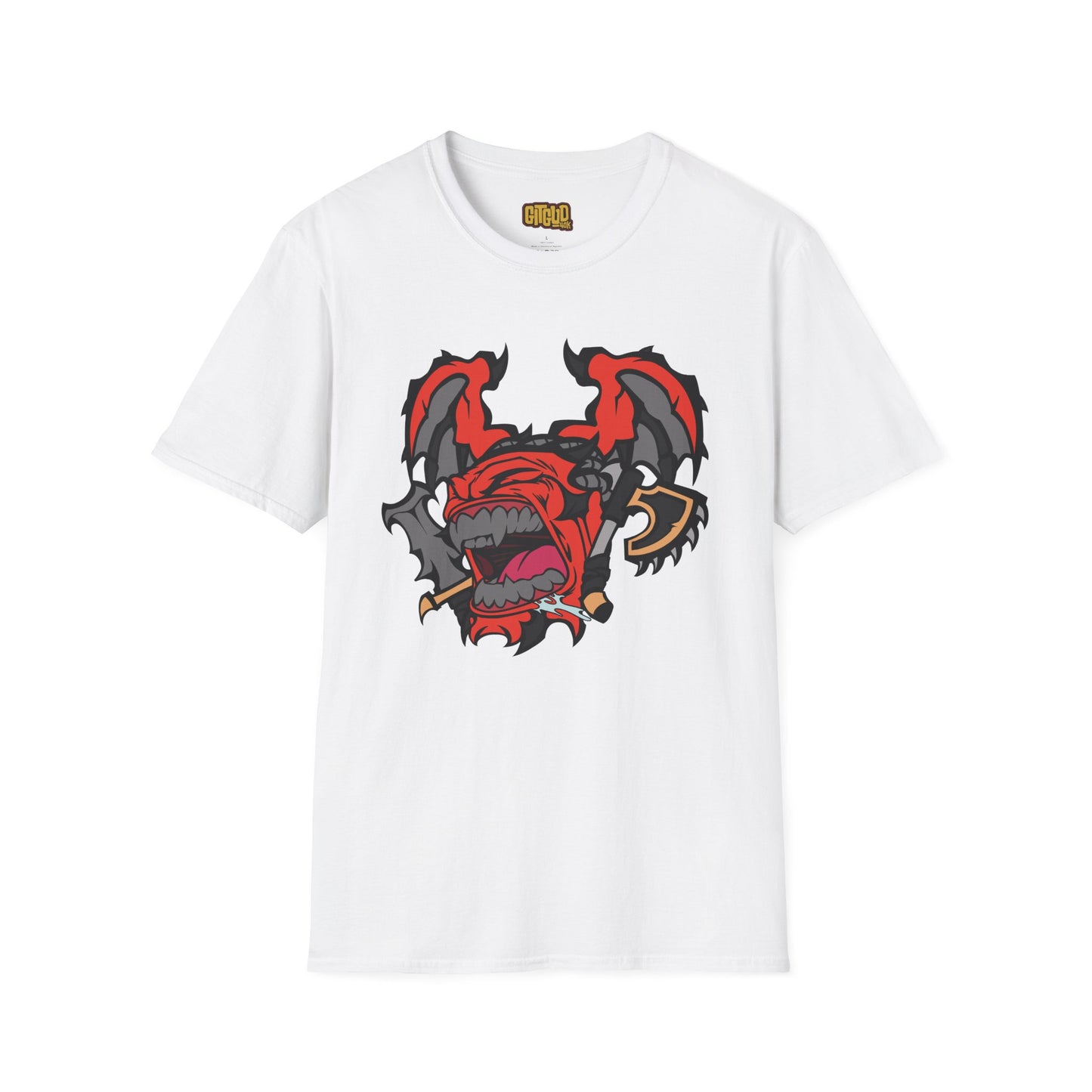 Angry Demon Guy With Wings Shirt - Intense Screaming Demon Face Tee
