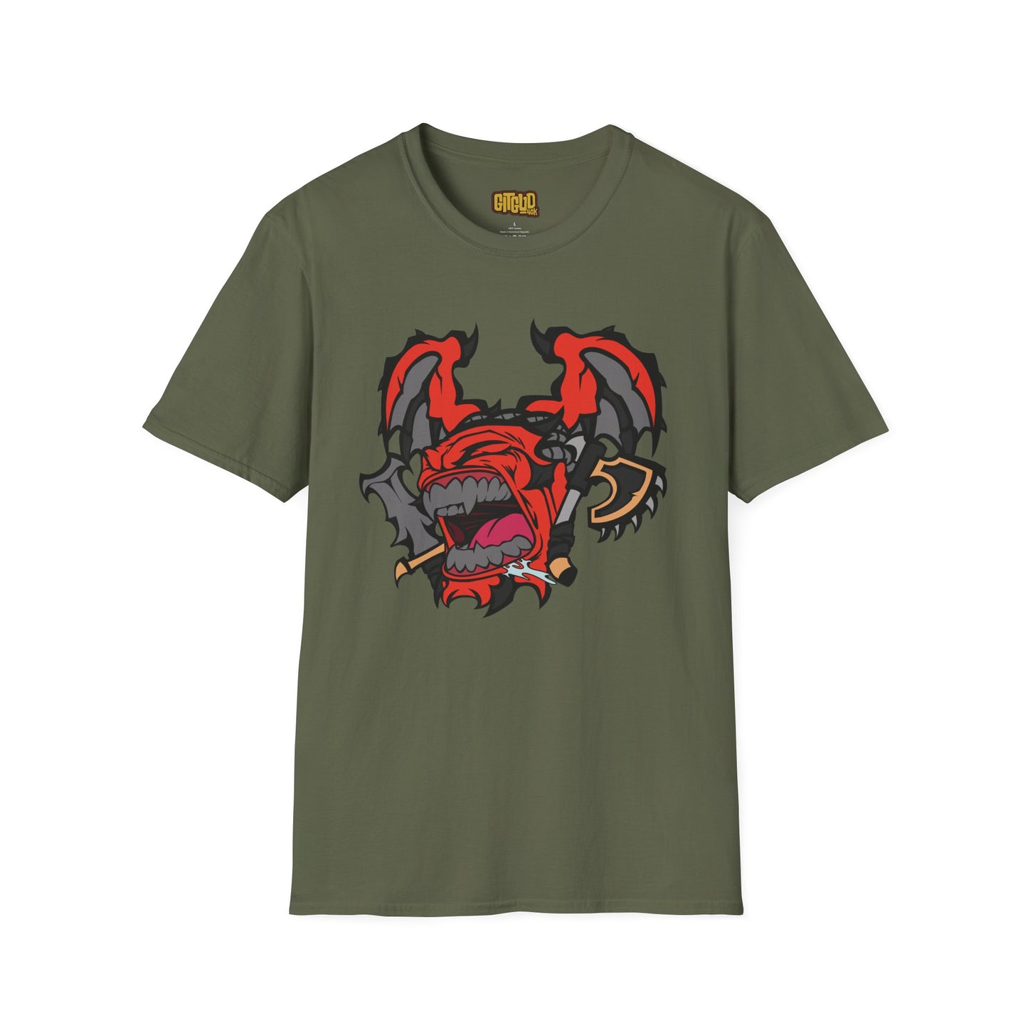 Angry Demon Guy With Wings Shirt - Intense Screaming Demon Face Tee