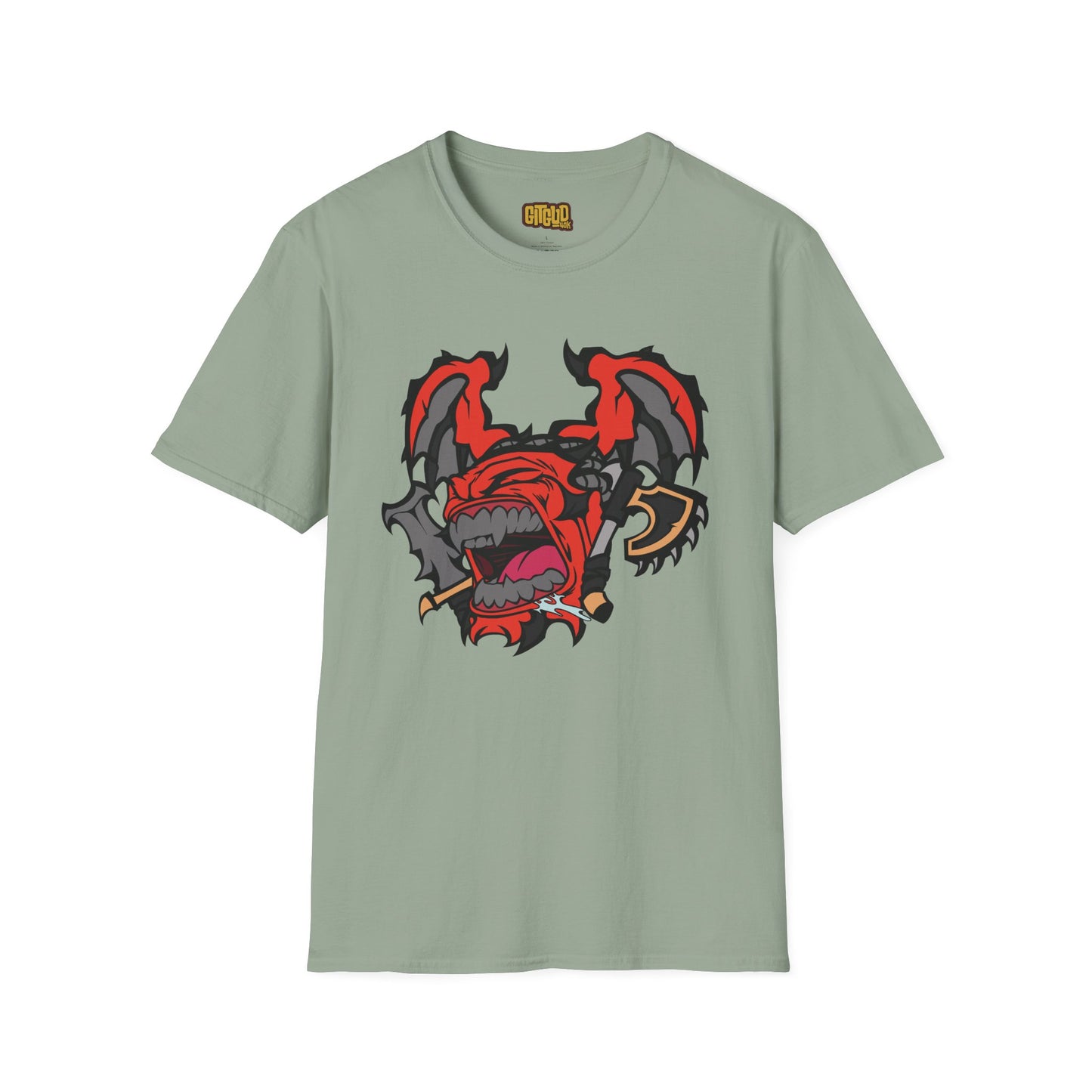 Angry Demon Guy With Wings Shirt - Intense Screaming Demon Face Tee