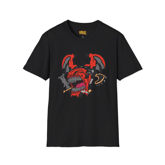 Angry Demon Guy With Wings Shirt - Intense Screaming Demon Face Tee